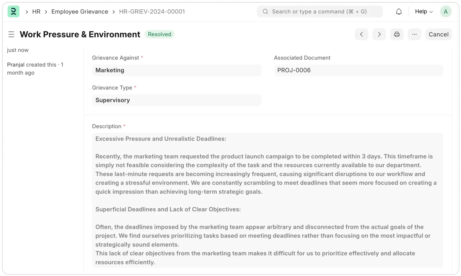 Grievance Management System