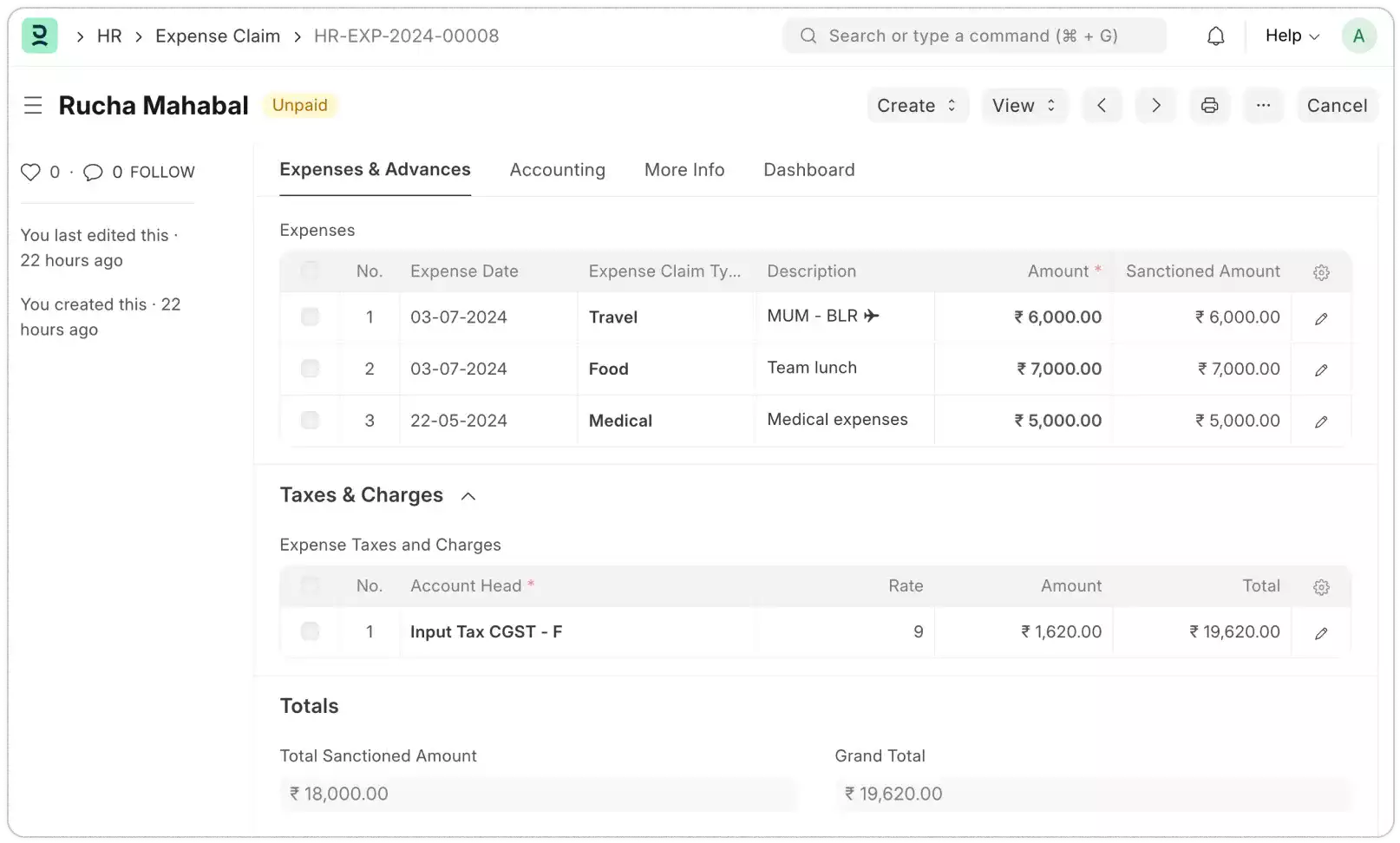 Expense Claims Interface