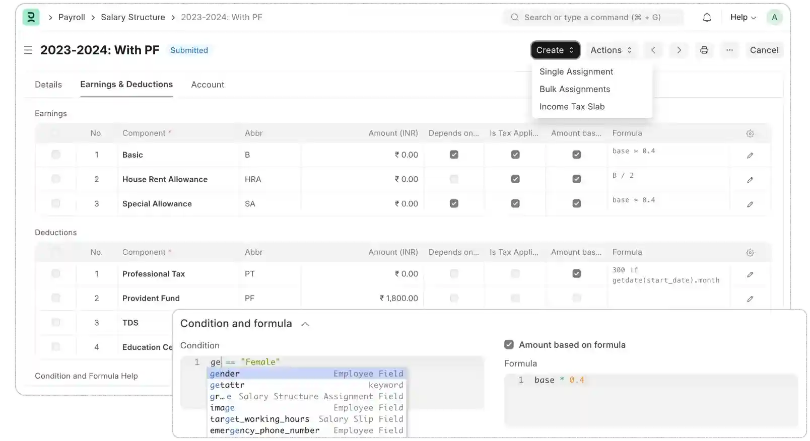 Compensation framework design interface