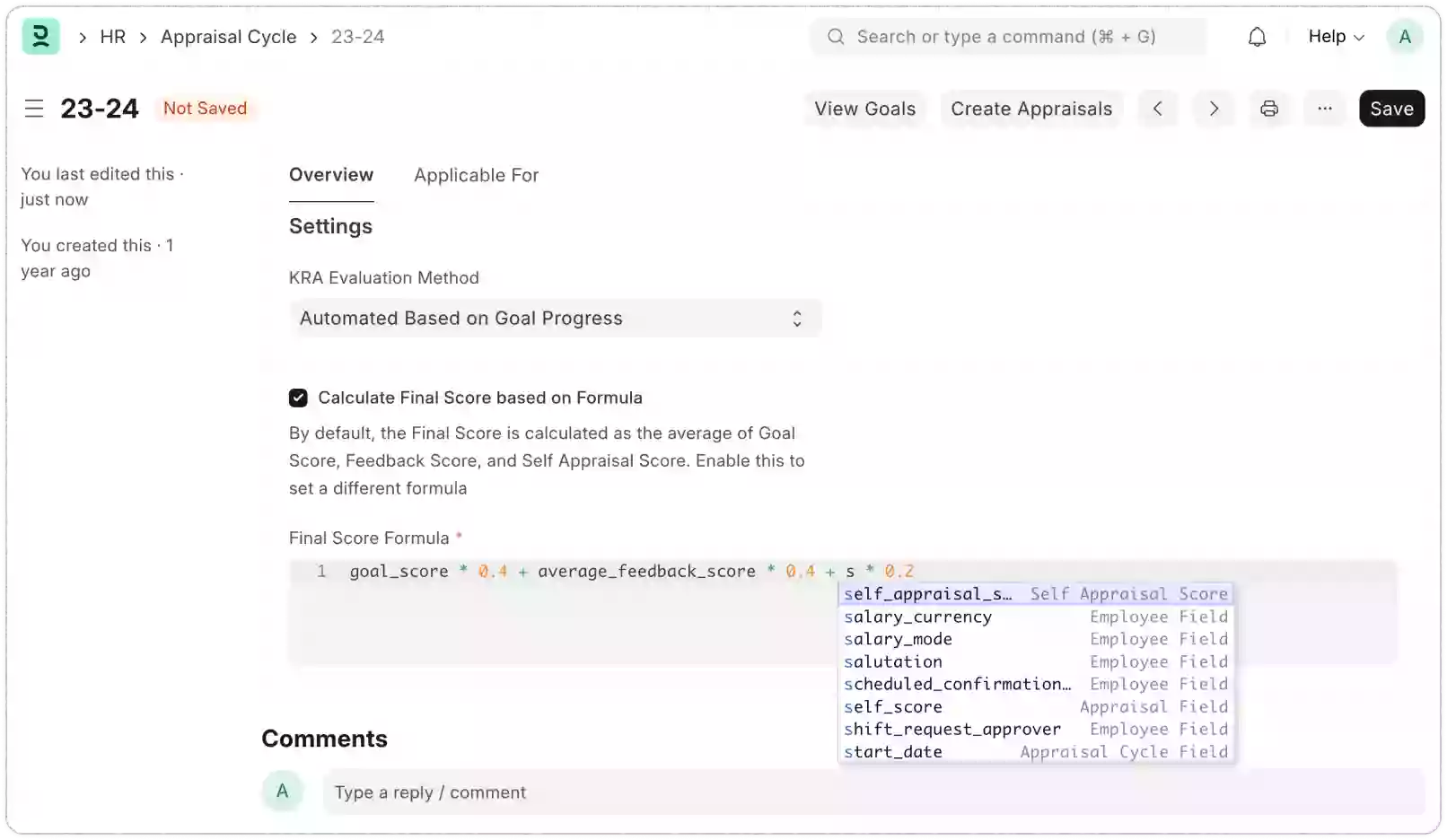 Customizable Scoring System