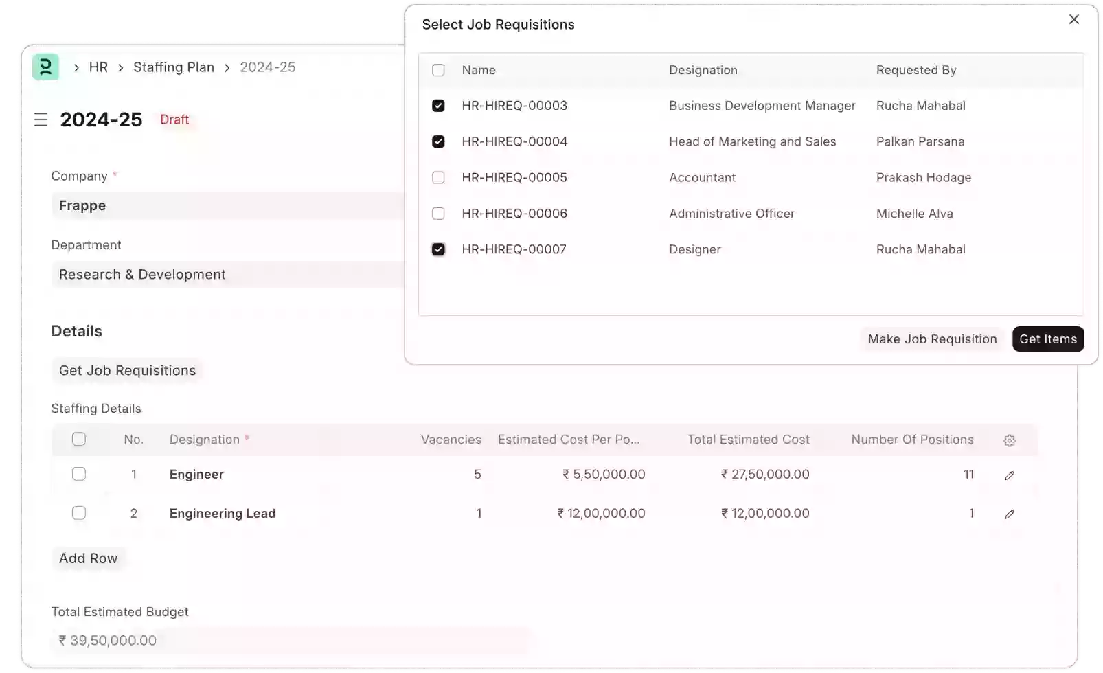 Staffing Plans Dashboard