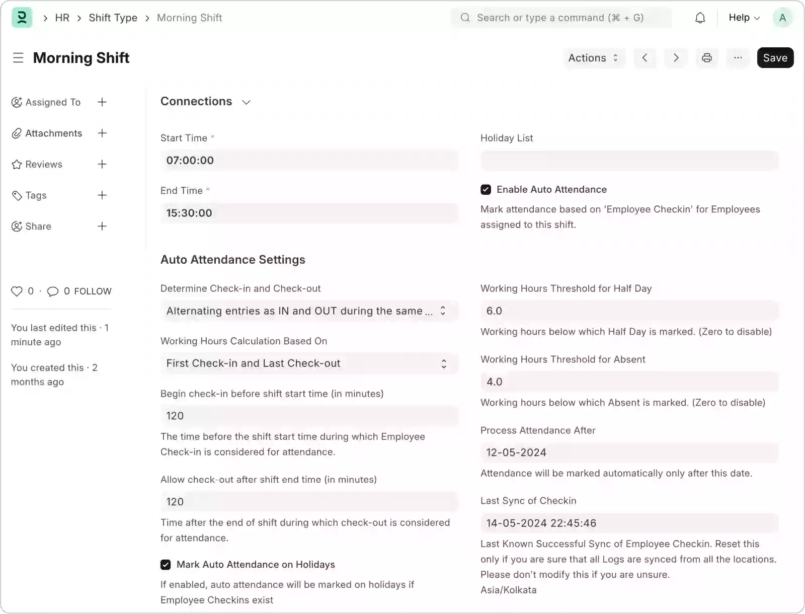 Shift Configuration Interface