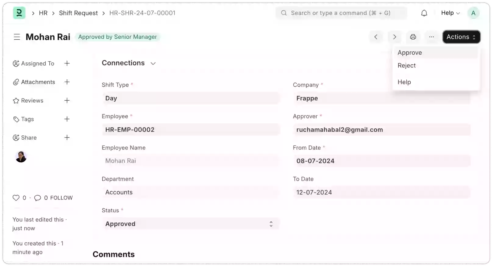 Shift Requests and Approvals